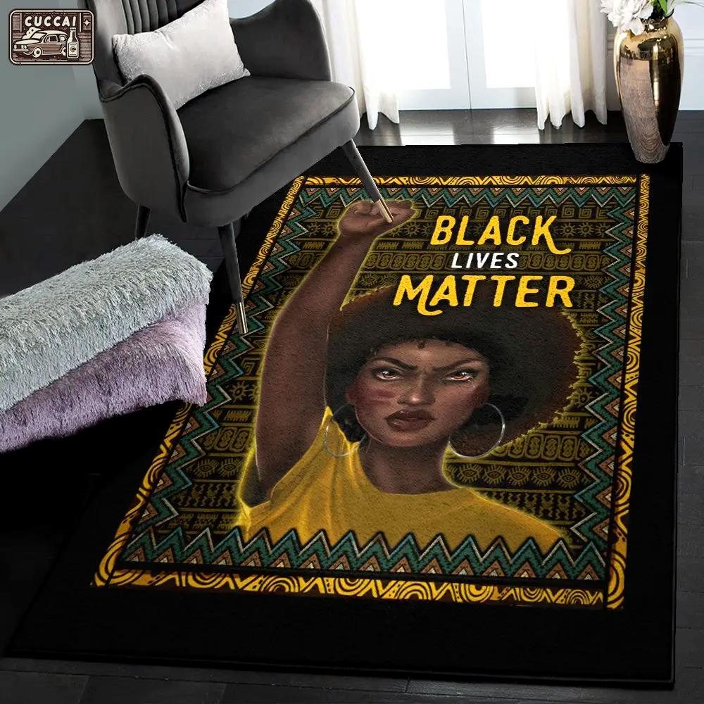 Black living room rugs, black lives matter pattern gs rug Rectangle Rug