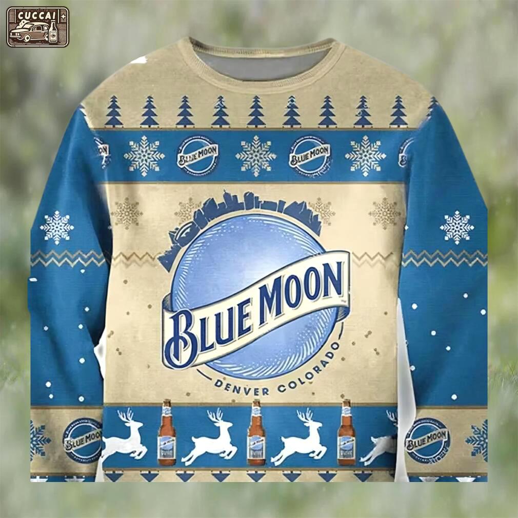 Blue moon ugly christmas sweater, faux wool sweater, international beer day, gifts for beer lovers, best christmas gifts for 2022 ? prinvity Christmas Ugly Sweater
