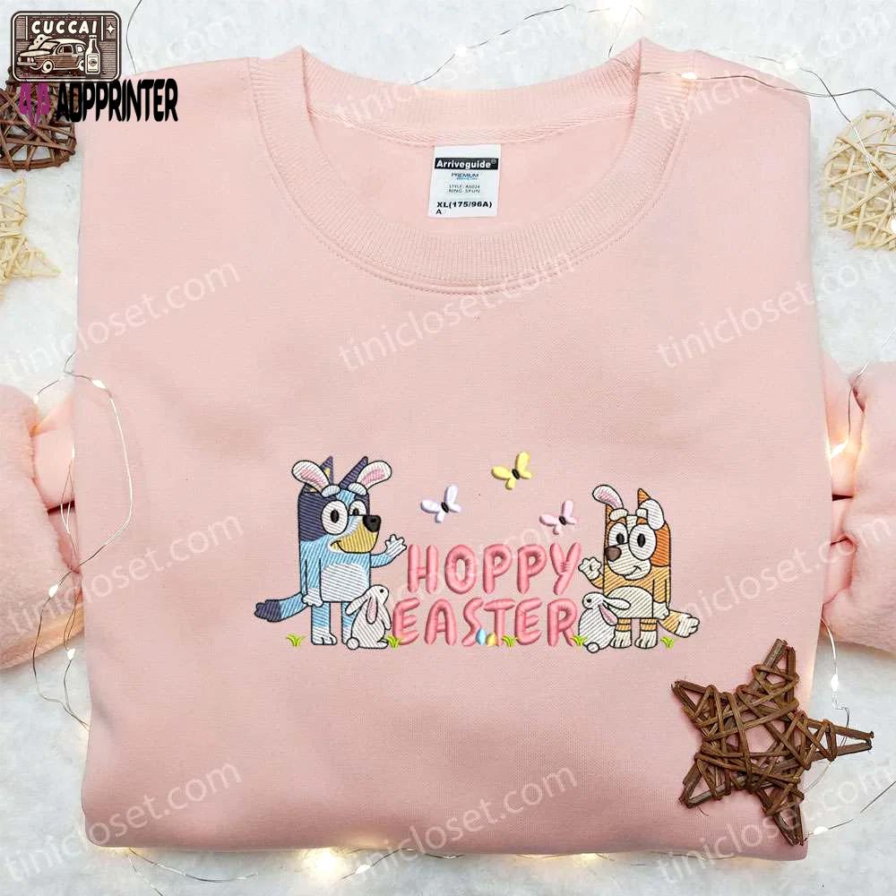 Bluey and bingo easter embroidered shirt & cartoon hoodie – perfect thanksgiving day gift idea Embroidered Shirt