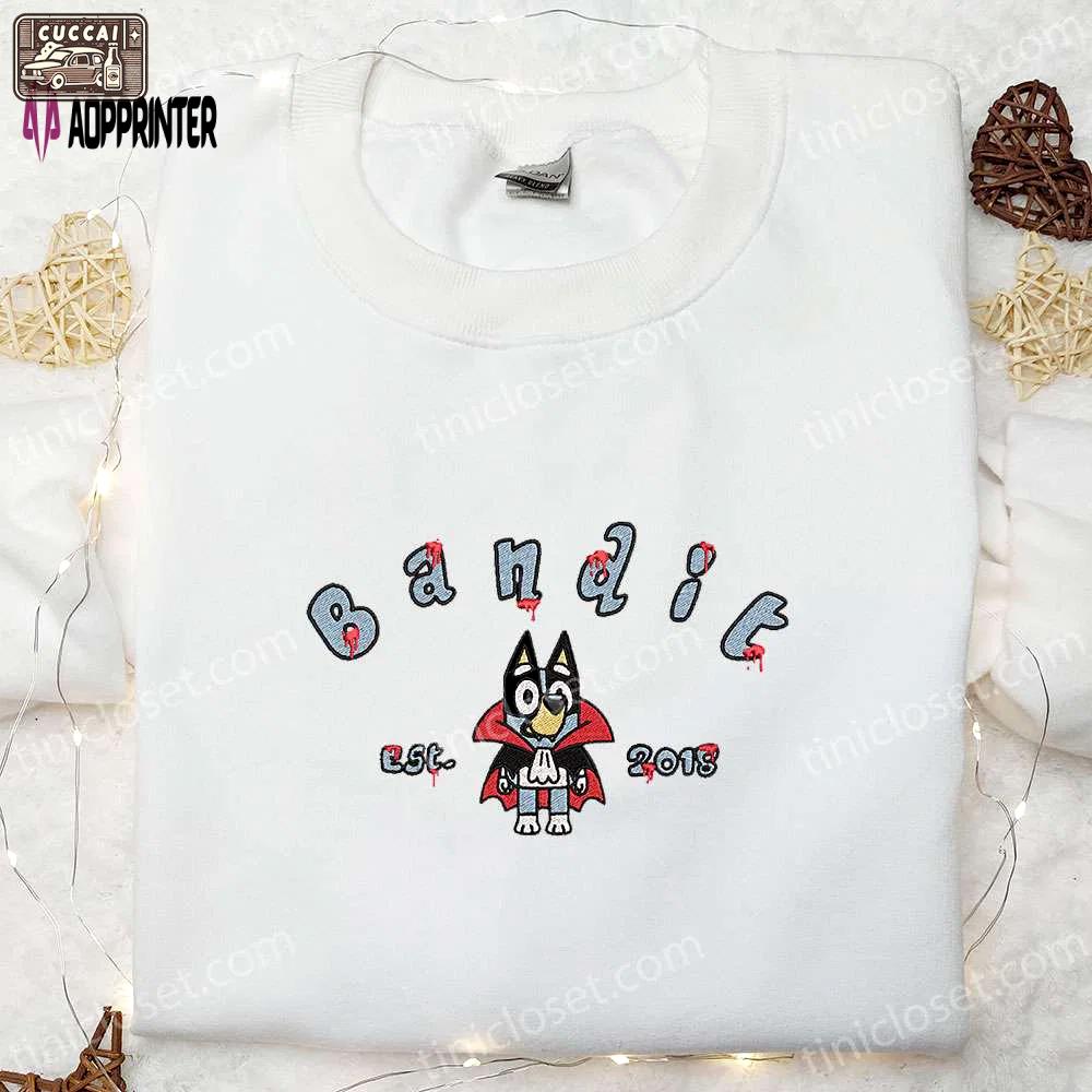 Bluey bandit-heeler halloween shirt: best family gifts 2018 Embroidered Shirt