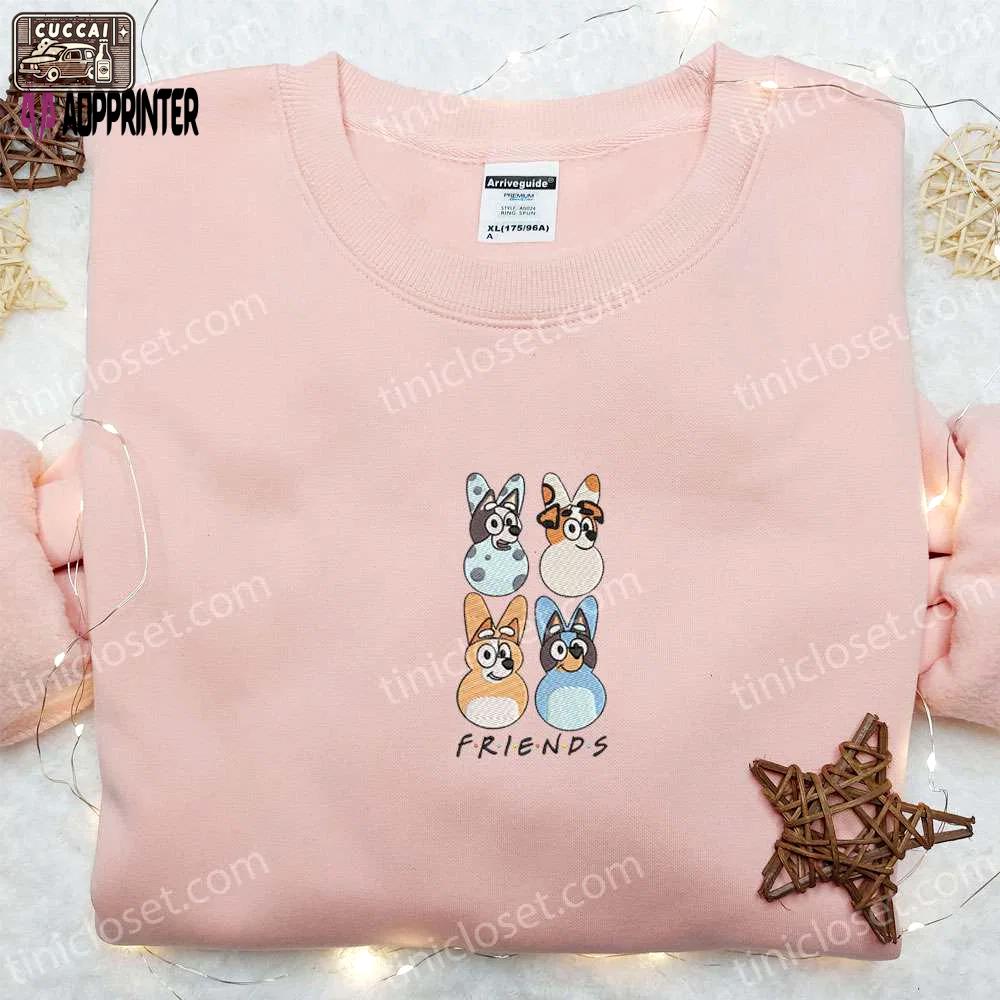 Bluey characters easter friends shirt & cartoon hoodie: thanksgiving day gift idea Embroidered Shirt