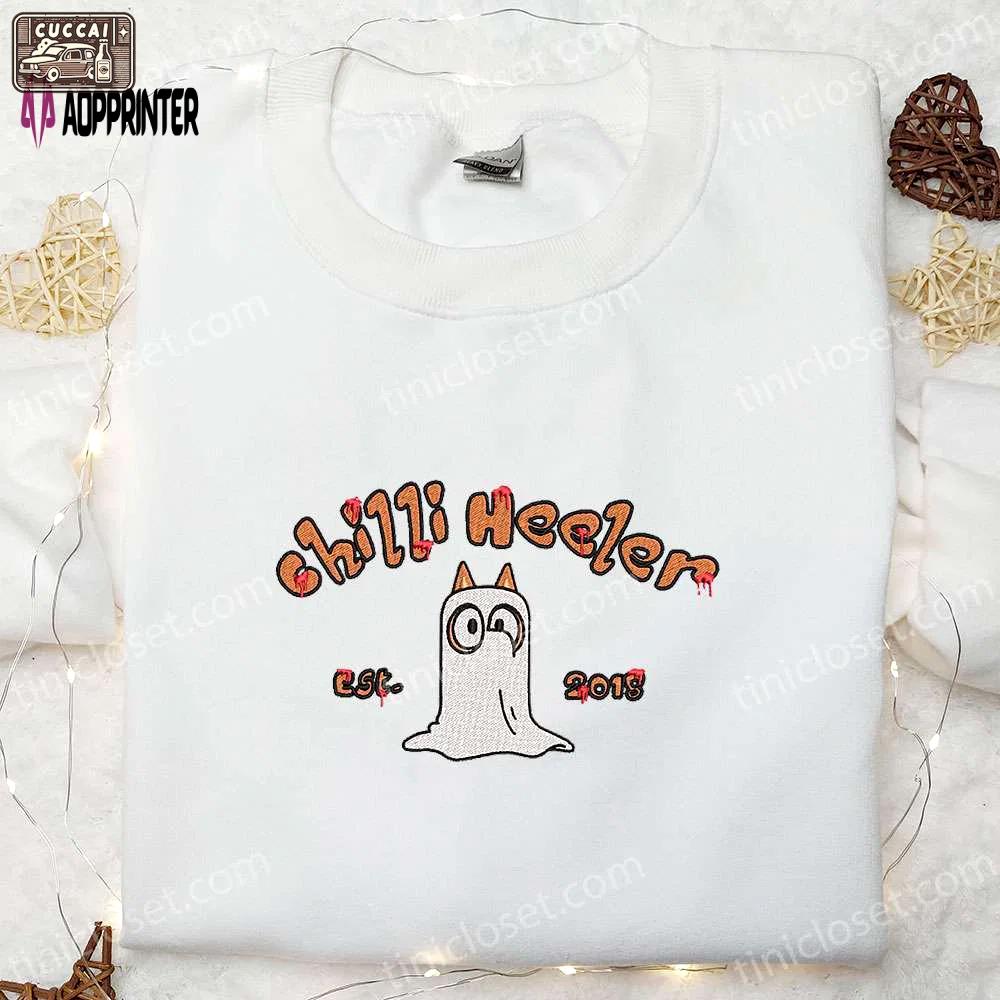 Bluey chilli heeler est 2018 halloween embroidered shirt – best family halloween gift Embroidered Shirt