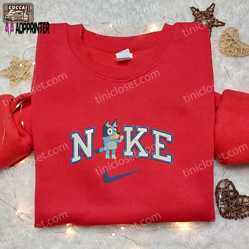 Bluey hi x nike cartoon embroidered shirt – trendy nike inspired apparel Embroidered Shirt