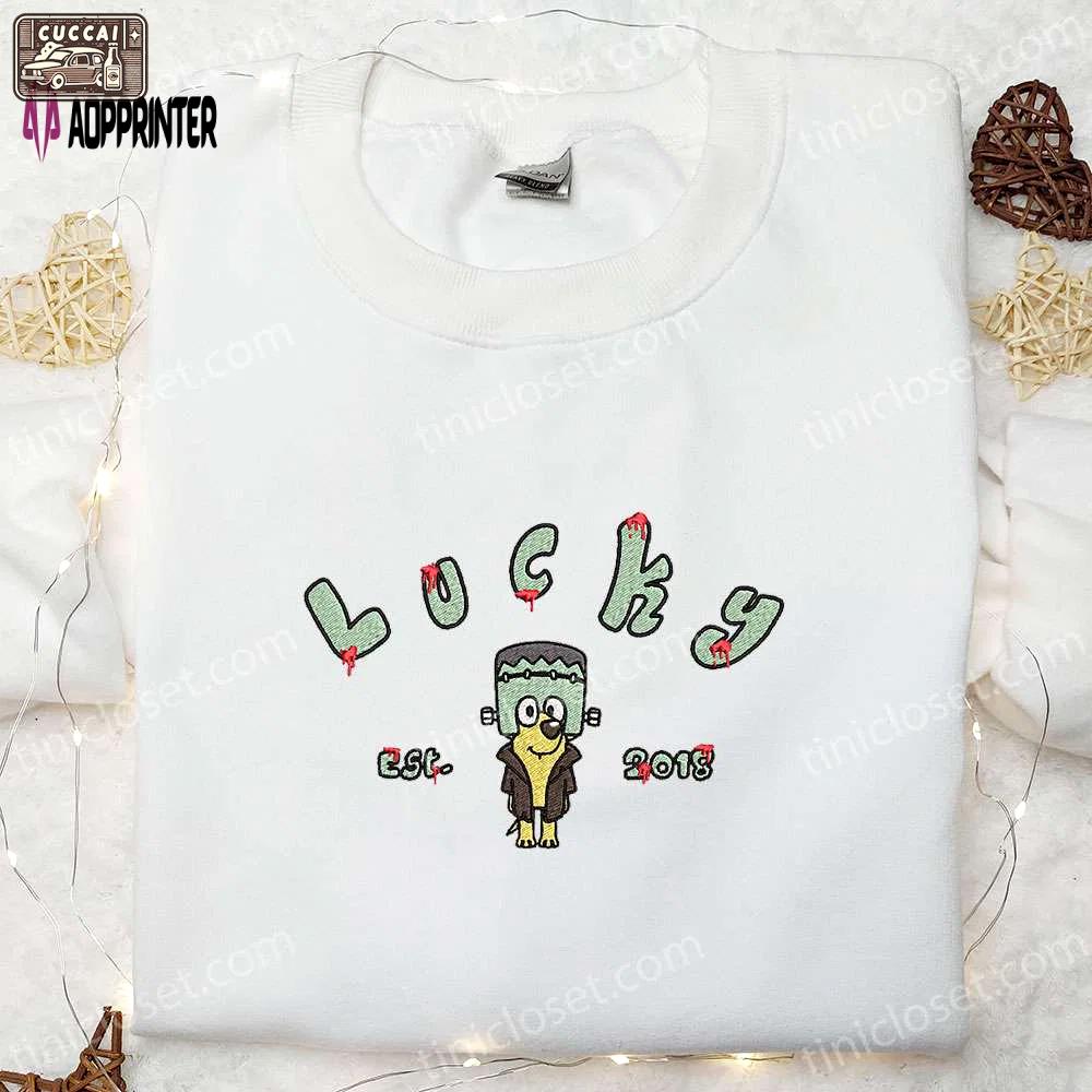 Bluey lucky est 2018 halloween embroidered shirt – best family gift Embroidered Shirt
