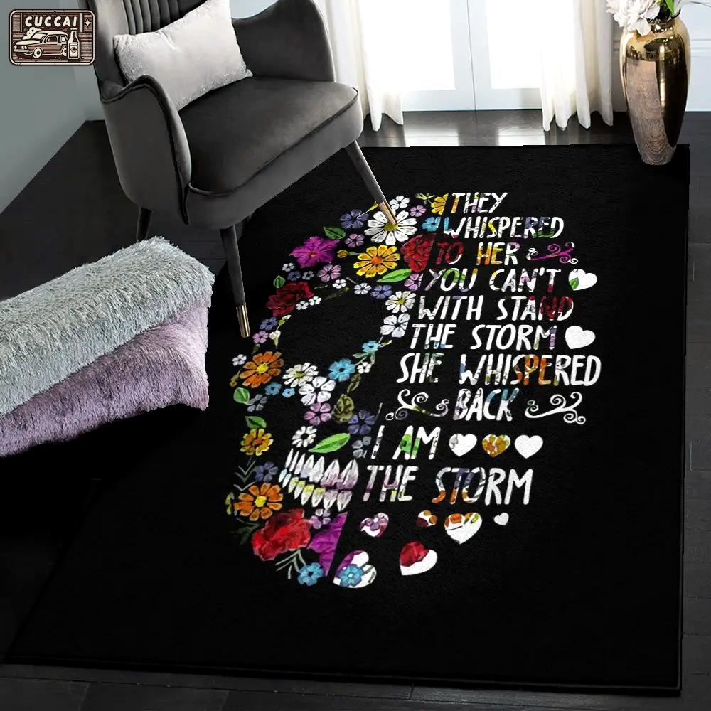 Bone washable area rugs, they whispered to her flower skull gs cl rug Rectangle Rug