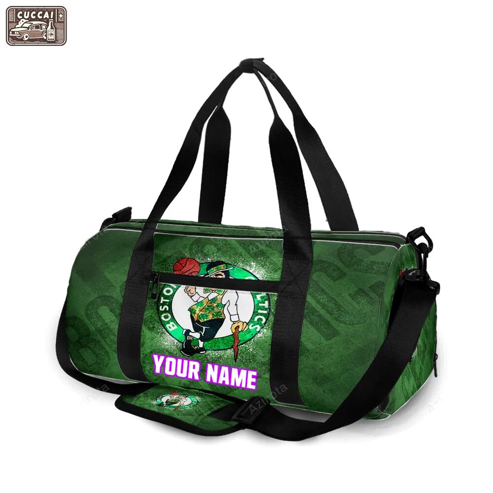 Boston celtics text green personalized name travel bag gym bag 640 Travel Bag
