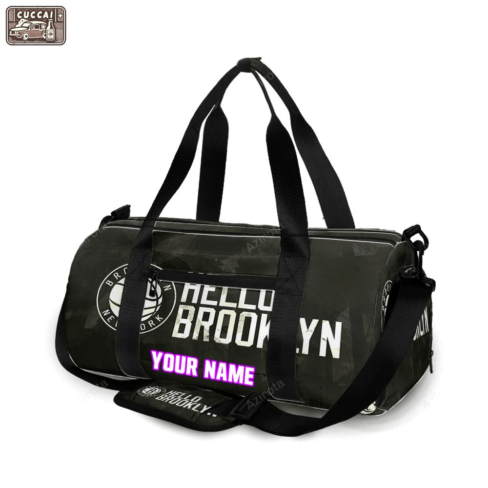 Brooklyn nets hello brooklyn vintage personalized name travel bag gym bag 1817 Travel Bag