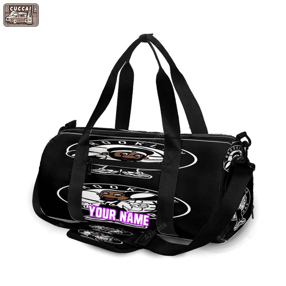 Brooklyn nets kevin durant kyrie irving cartoon personalized name travel bag gym bag 1935 Travel Bag