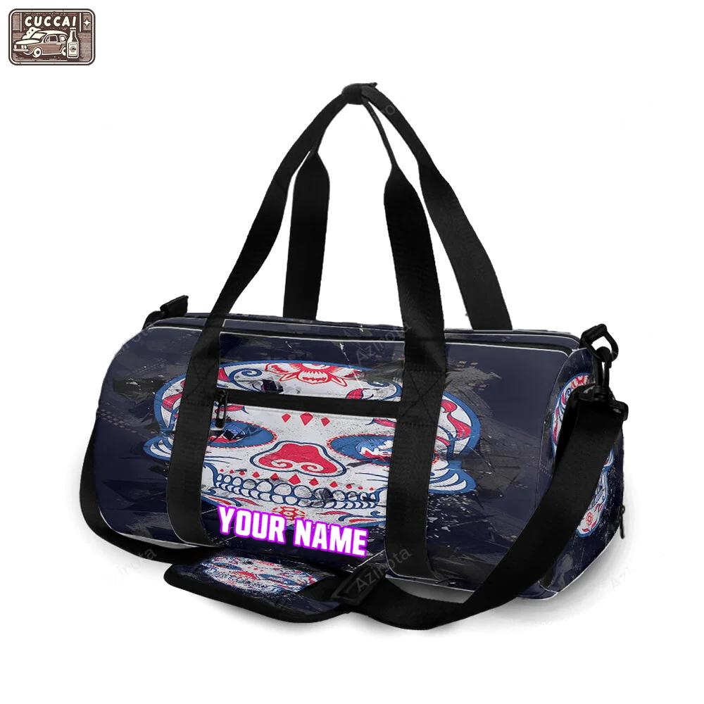 Brooklyn nets skull purple personalized name travel bag gym bag 8 Travel Bag