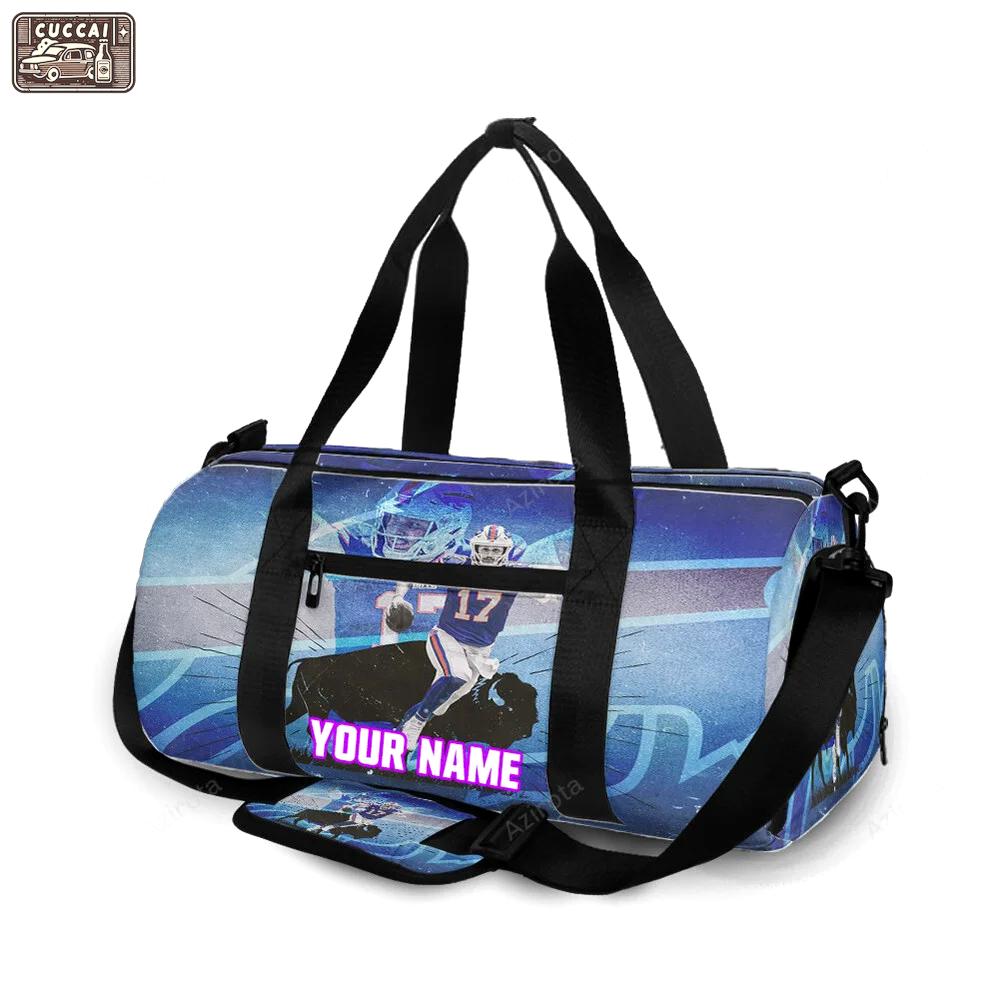 Buffalo bills 17 josh allen v7 personalized name travel bag gym bag 465 Travel Bag