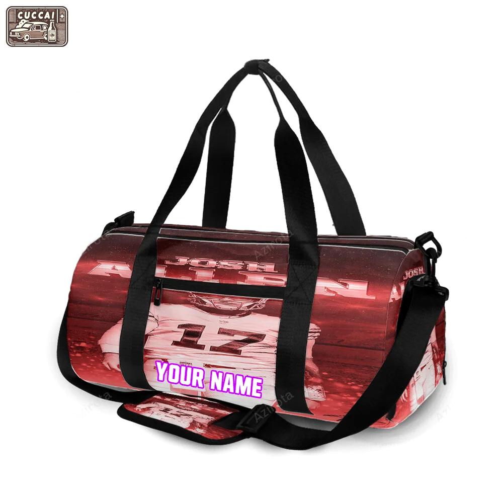 Buffalo bills 17 josh allen v9 personalized name travel bag gym bag 854 Travel Bag
