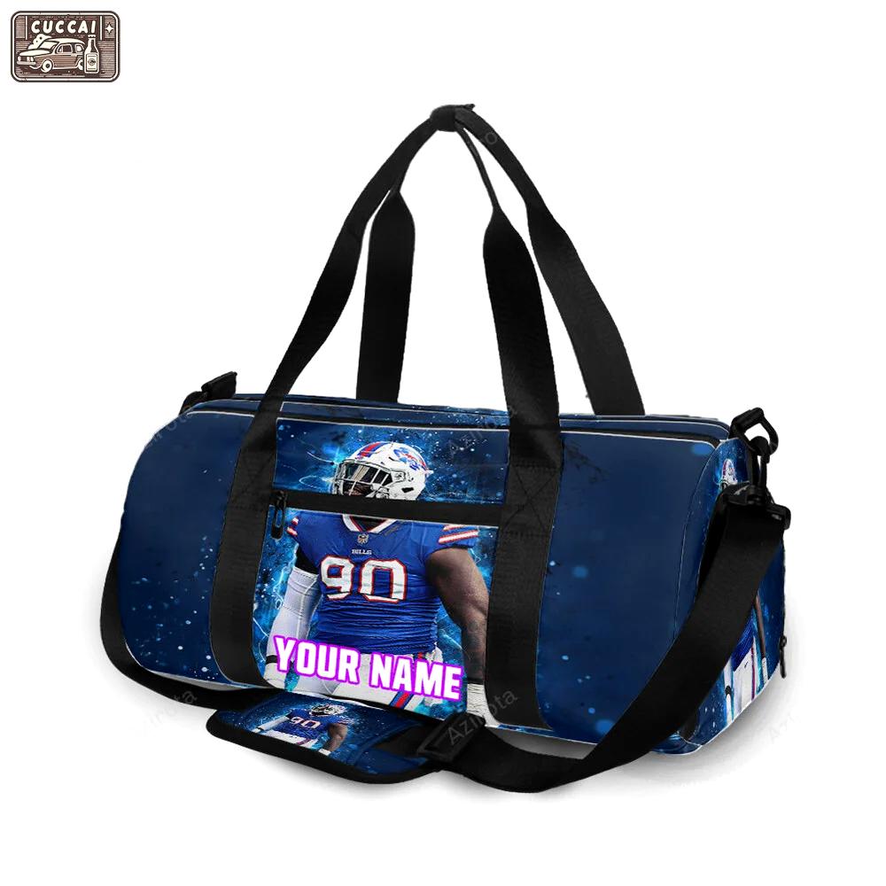 Buffalo bills 90 shaq lawson personalized name travel bag gym bag 667 Travel Bag