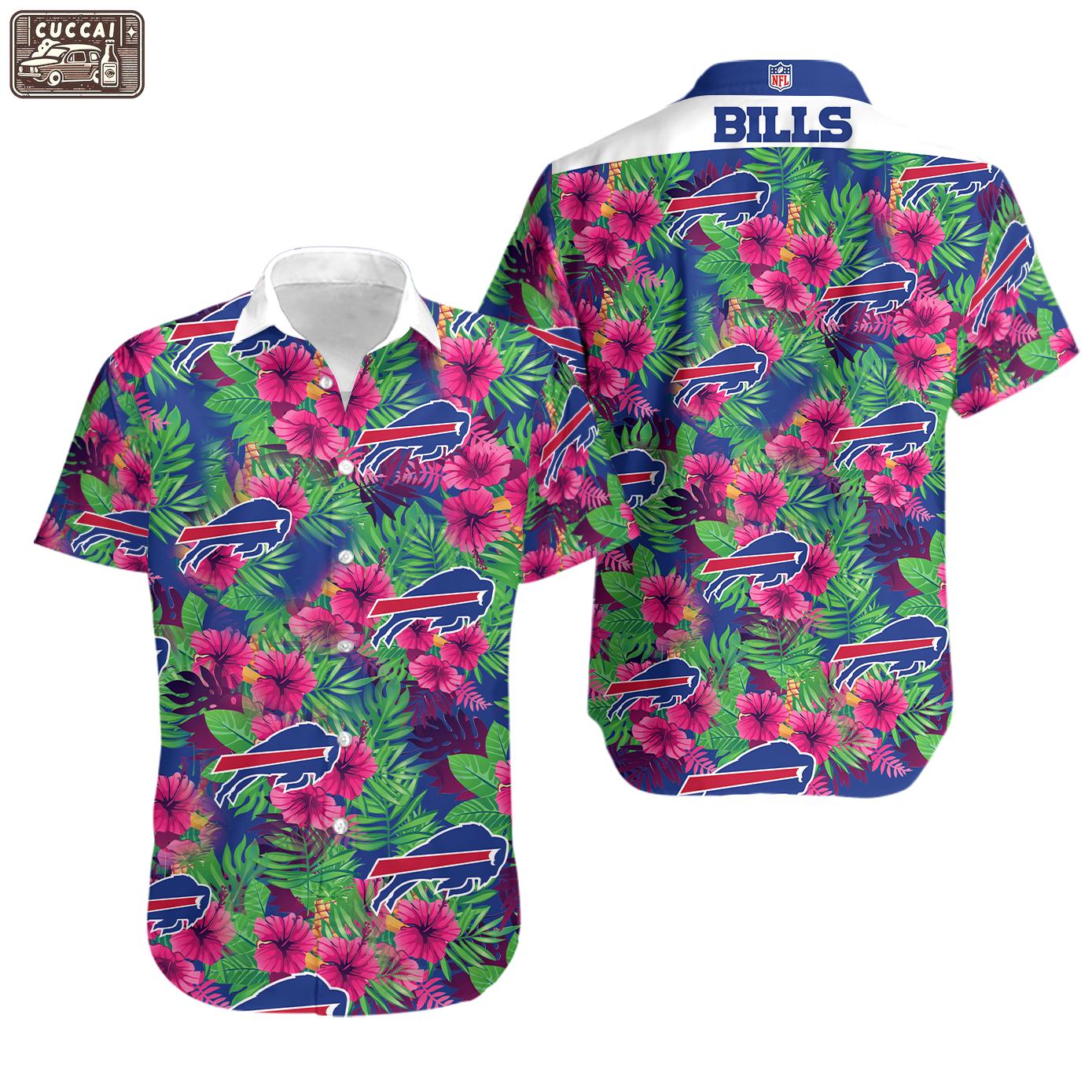 Buffalo bills hawaiian shirt buffalo bills hibiscus flowers pink blue hawaii shirt Hawaii Shirt Shorts & Flip Flops