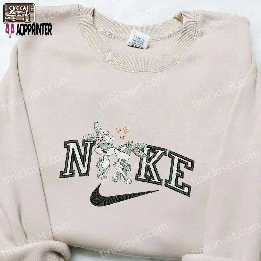 Bugs bunny & lola x nike embroidered shirt disney characters sweatshirt & hoodie: custom embroidery Embroidered Shirt