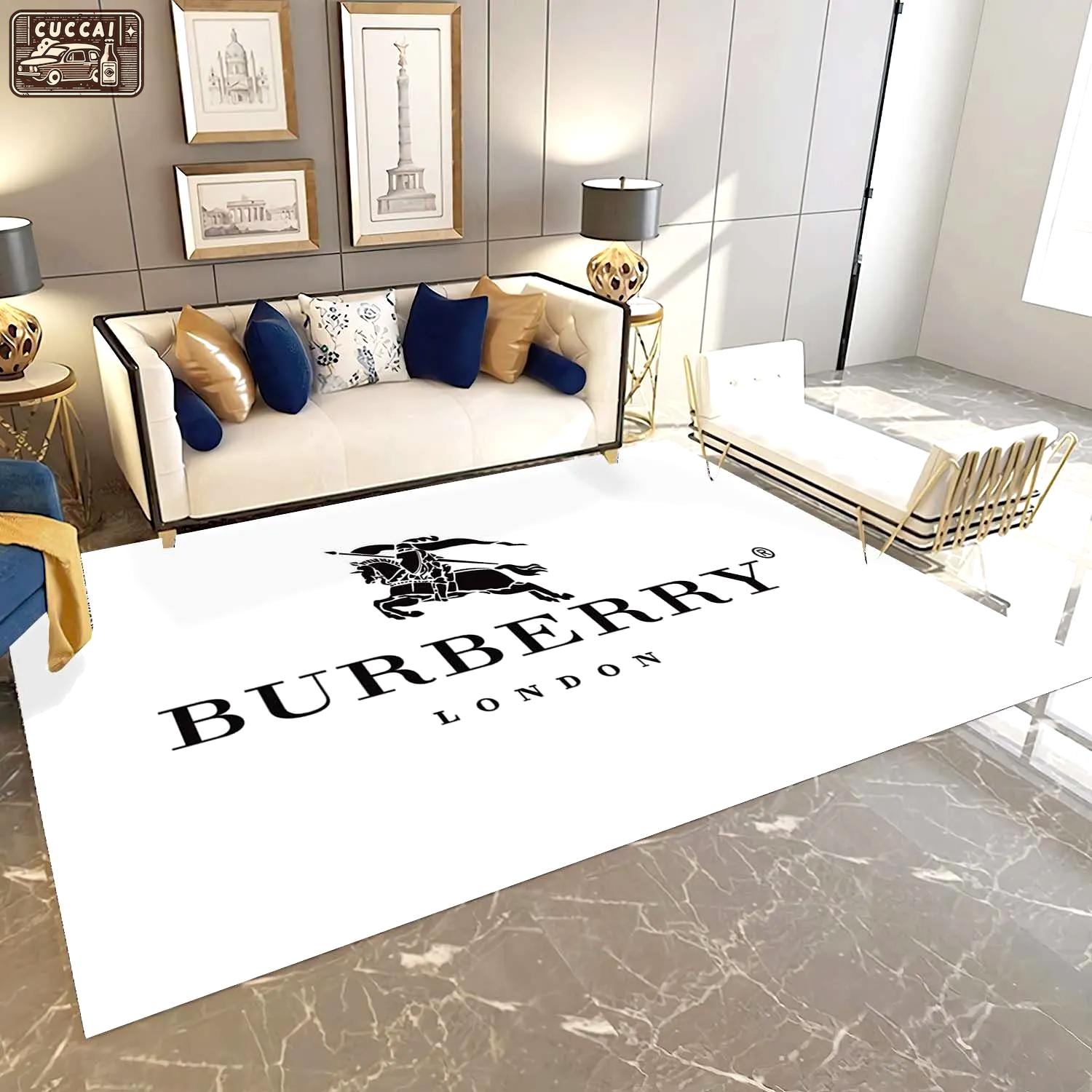 Burberry white logo type 696. Upgrade Your Living Room with Luxury Home Decor: Area Carpets, Floor Decor, Door Mats, and Hot Gift Items with style a High-End Fashion Brand Rectangle Rug