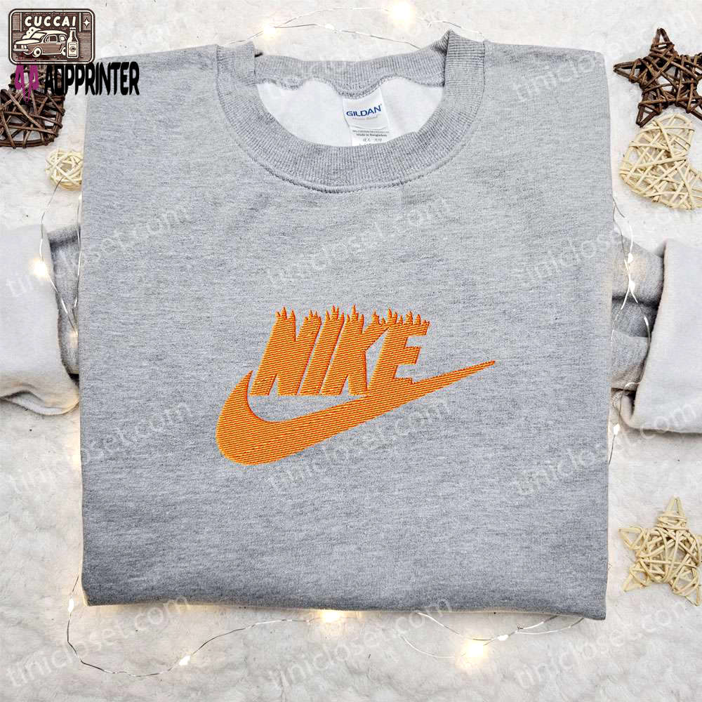 Burn classic x nike embroidered shirt – best nike inspired birthday gifts Embroidered Shirt
