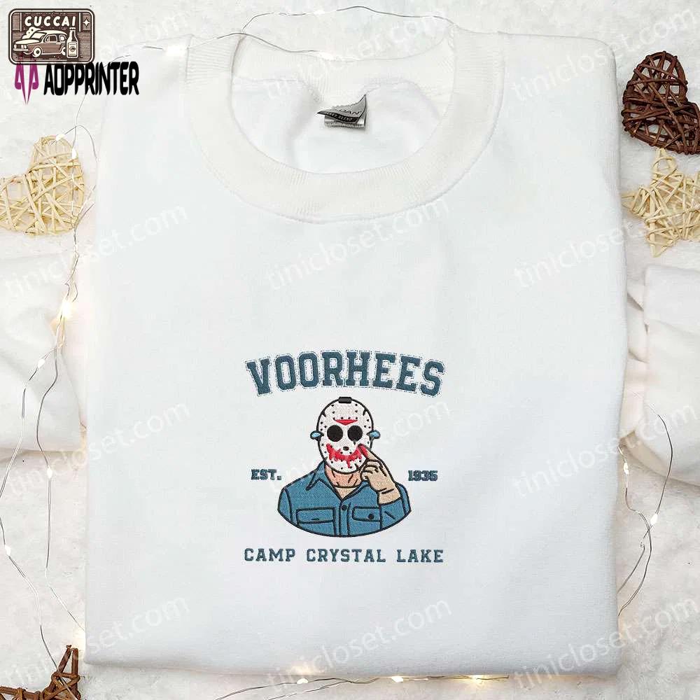 Camp crystal lake est 1935 embroidered sweatshirt: best halloween gifts friday the 13th horror movie hoodie Embroidered Shirt