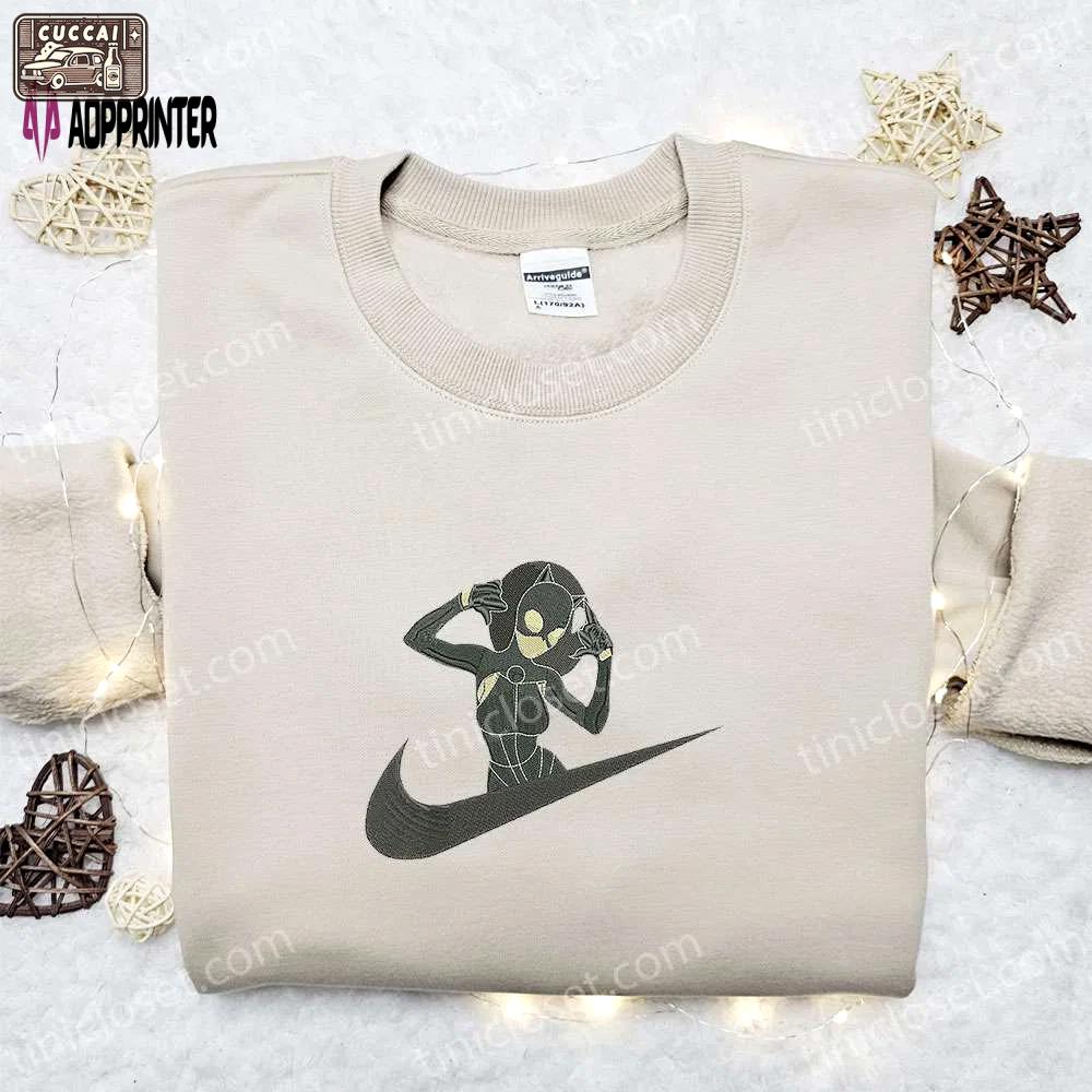 Catwoman x nike swoosh embroidered shirt & hoodie: superhero movie collection best gift ideas Embroidered Shirt