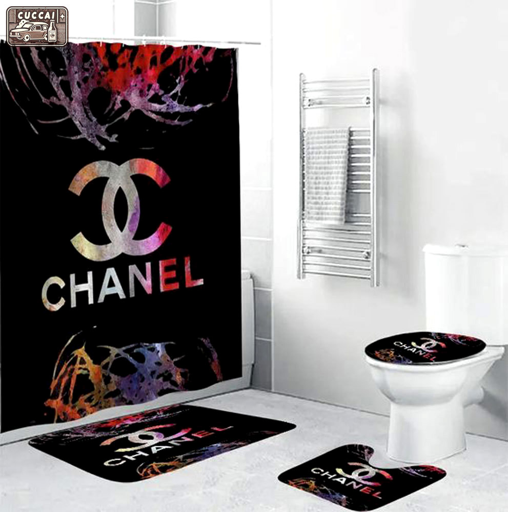 Chanel black colorful luxury fashion brand home decor hypebeast bath mat bathroom sets Bathroom Set