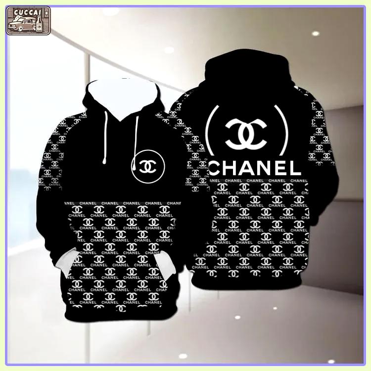Chanel black unisex hoodie for men women luxury brand clothing clothes outfit Hoodie 3D