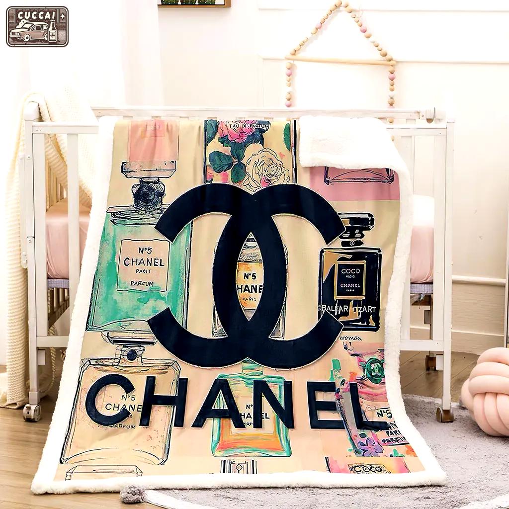 Chanel coco perfum luxury brand premium blanket fleece home decor 25 Blanket Fleece