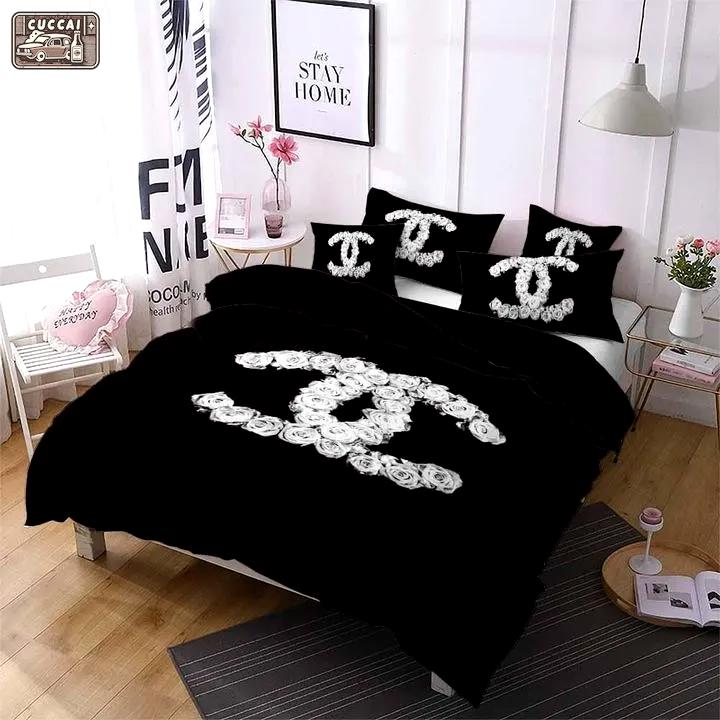 Chanel diamond printed bedding sets quilt sets duvet cover luxury brand bedding decor Bedding Sets