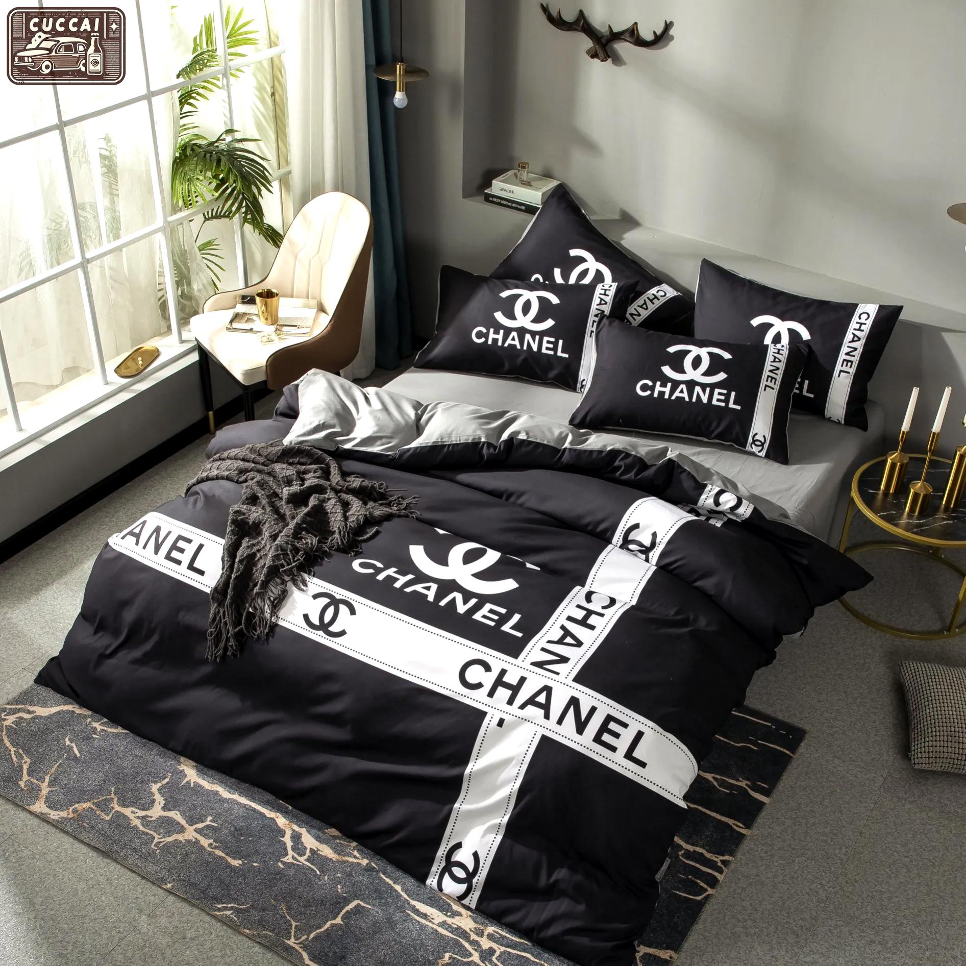 Chanel grey luxury brand high-end bedding set home decor Bedding Sets