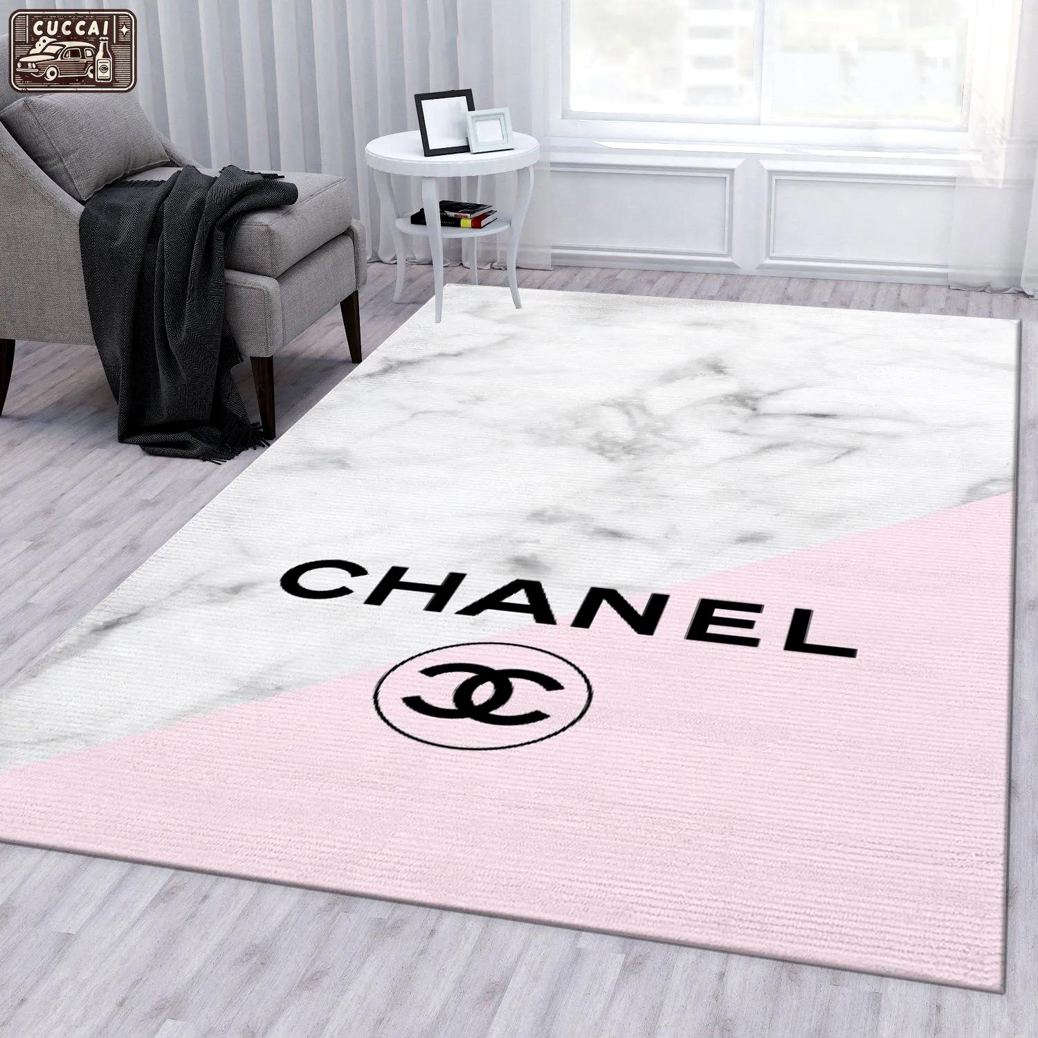 Chanel logo type 122. Upgrade Your Living Room with Luxury Home Decor: Area Carpets, Floor Decor, Door Mats, and Hot Gift Items with style a High-End Fashion Brand Rectangle Rug