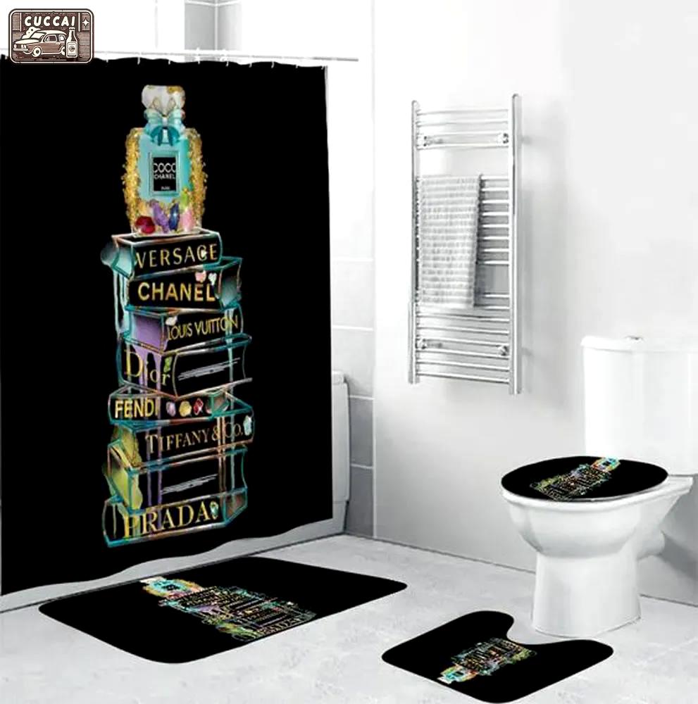 Chanel perfume bathroom set bath mat hypebeast luxury fashion brand home decor Bathroom Set