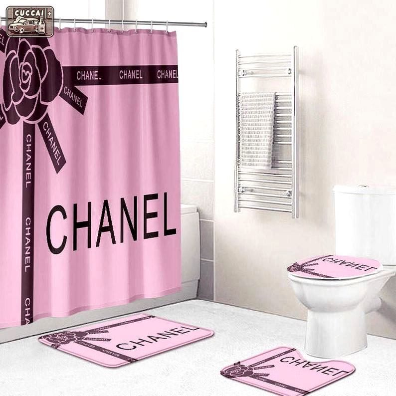 Chanel pink bathroom set bath mat home decor luxury fashion brand hypebeast Bathroom Set