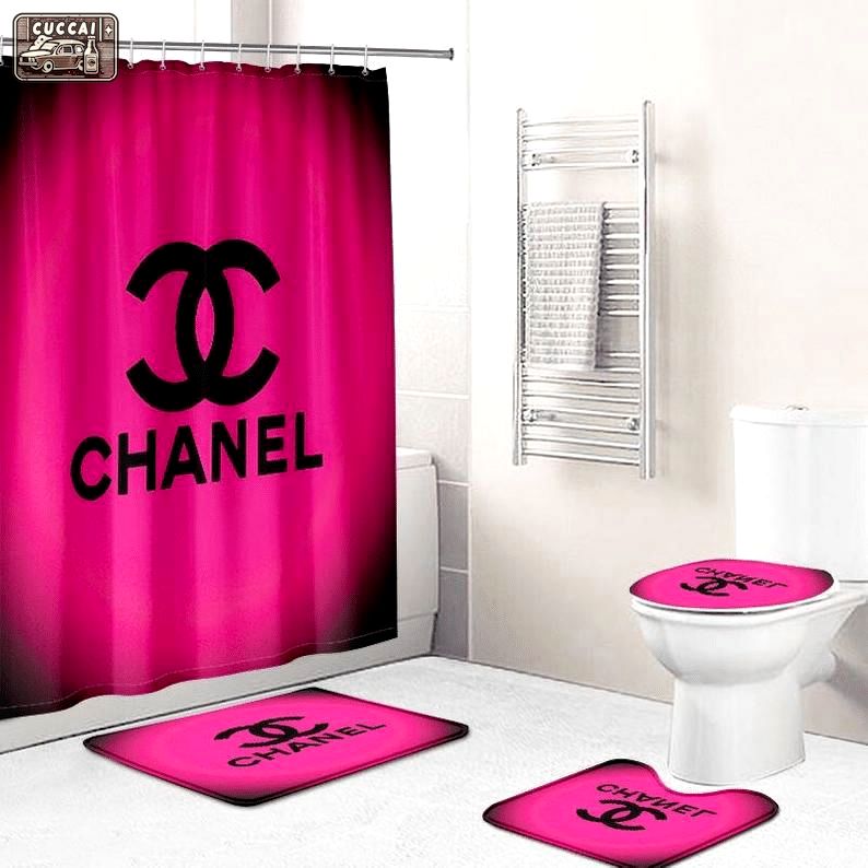 Chanel pink luxury fashion brand bathroom sets home decor hypebeast bath mat Bathroom Set