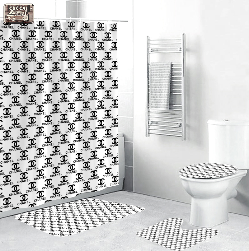 Chanel whie small logo fashion luxury brand bathroom set home decor Bathroom Set