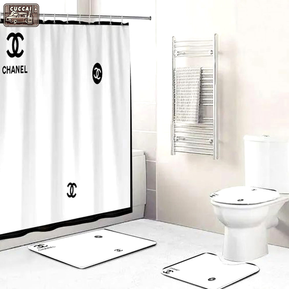 Chanel white hypebeast home decor luxury fashion brand bathroom sets bath mat Bathroom Set