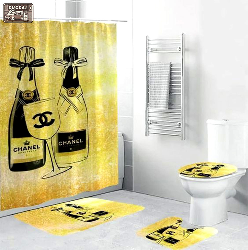 Chanel wine luxury fashion brand hypebeast bathroom sets home decor bath mat Bathroom Set