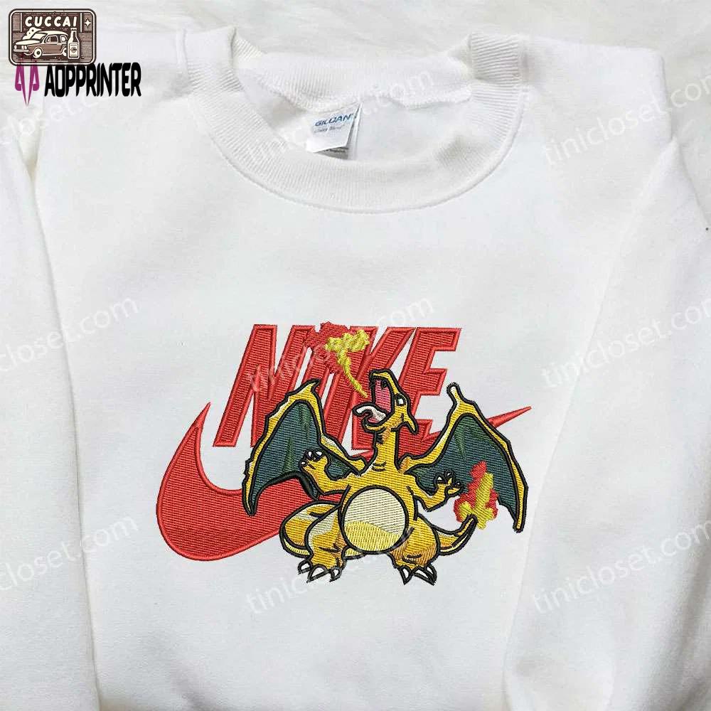 Charizard x nike embroidered sweatshirt: pokemon & nike inspired shirt Embroidered Shirt