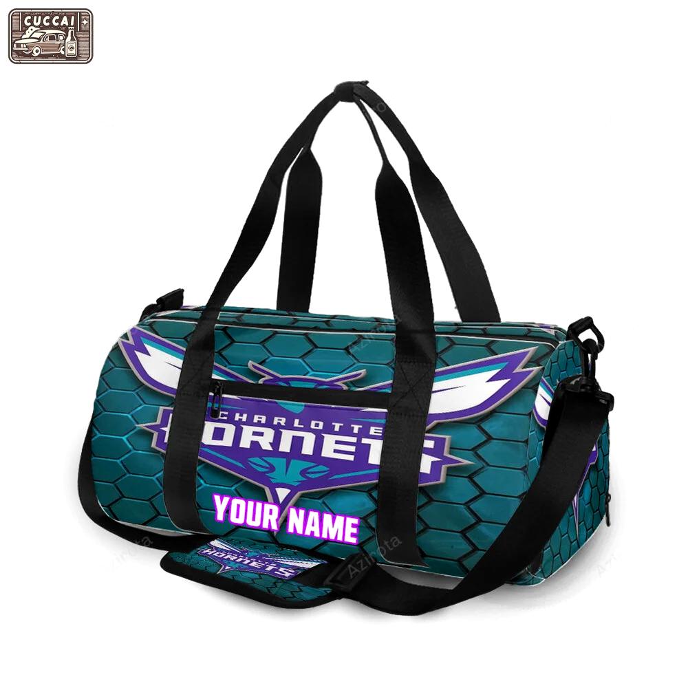 Charlotte hornets hive blue personalized name travel bag gym bag 1449 Travel Bag