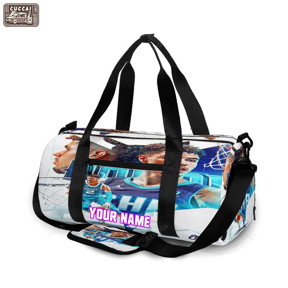 Charlotte hornets lamelo ball5 personalized name travel bag gym bag 1394 Travel Bag