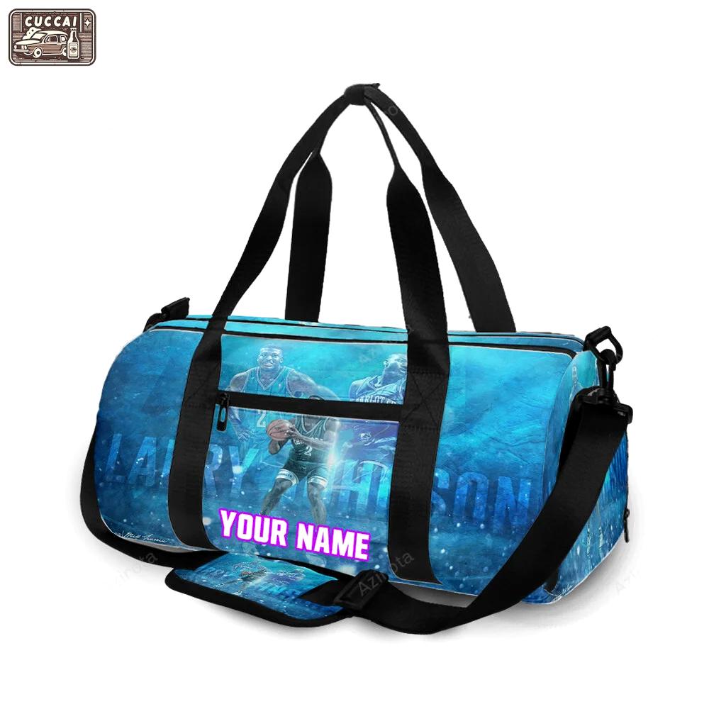 Charlotte hornets larry johnson1 personalized name travel bag gym bag 868 Travel Bag