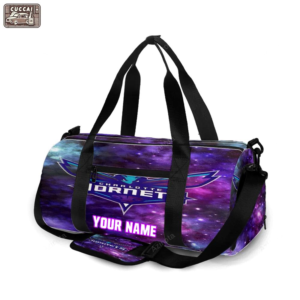 Charlotte hornets purple galaxy personalized name travel bag gym bag 1308 Travel Bag