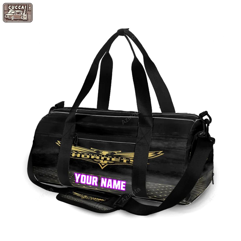 Charlotte hornets yellow black personalized name travel bag gym bag 298 Travel Bag