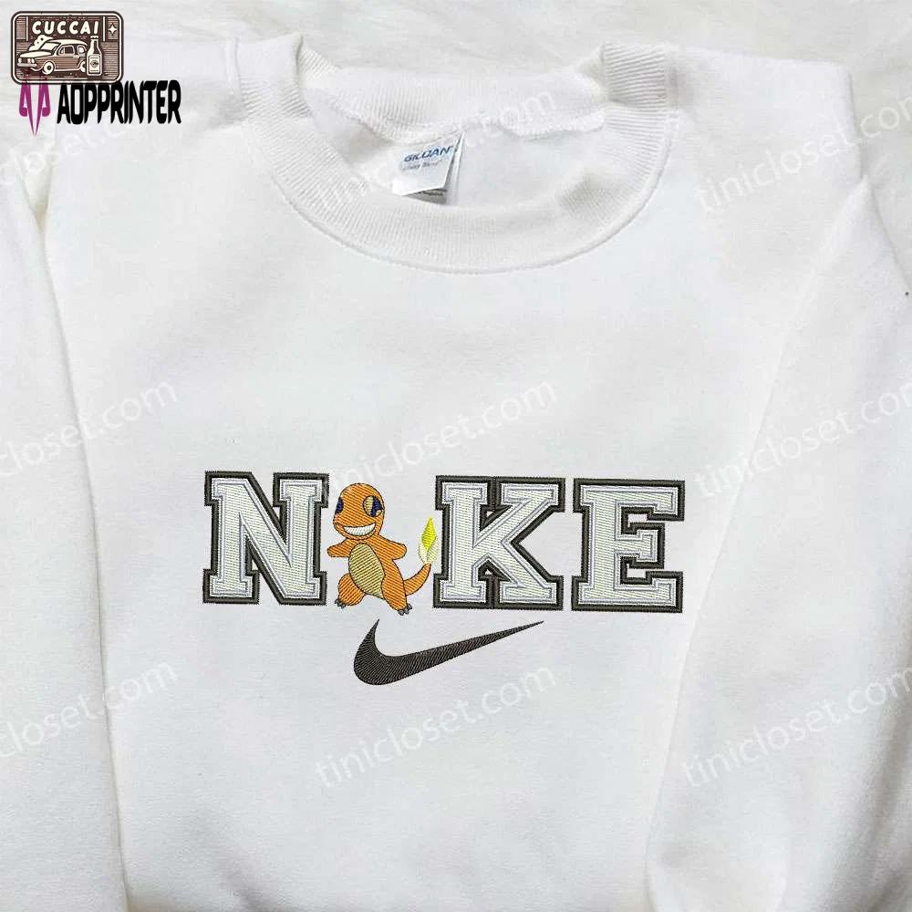 Charmander x nike swoosh embroidered shirt – pokemon & custom nike tee Embroidered Shirt