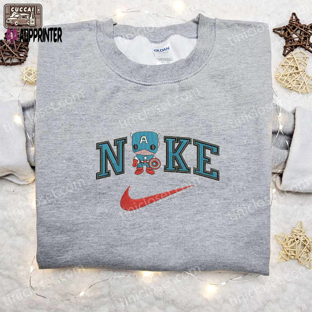 Chibi baseball classic cap men hattain america x nike movie embroidered shirt: best birthday gift idea with nike-inspired style Embroidered Shirt