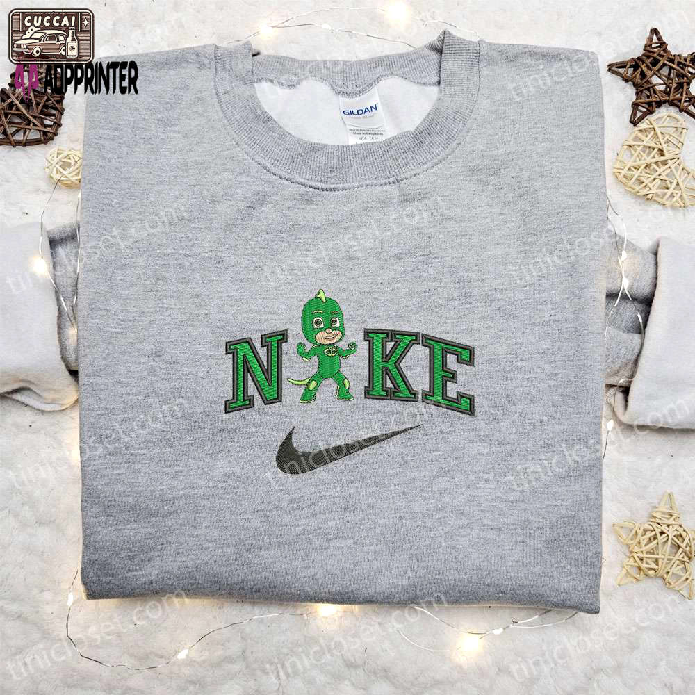 Chibi gekko x nike cartoon embroidered shirt pj masks & nike inspired apparel Embroidered Shirt