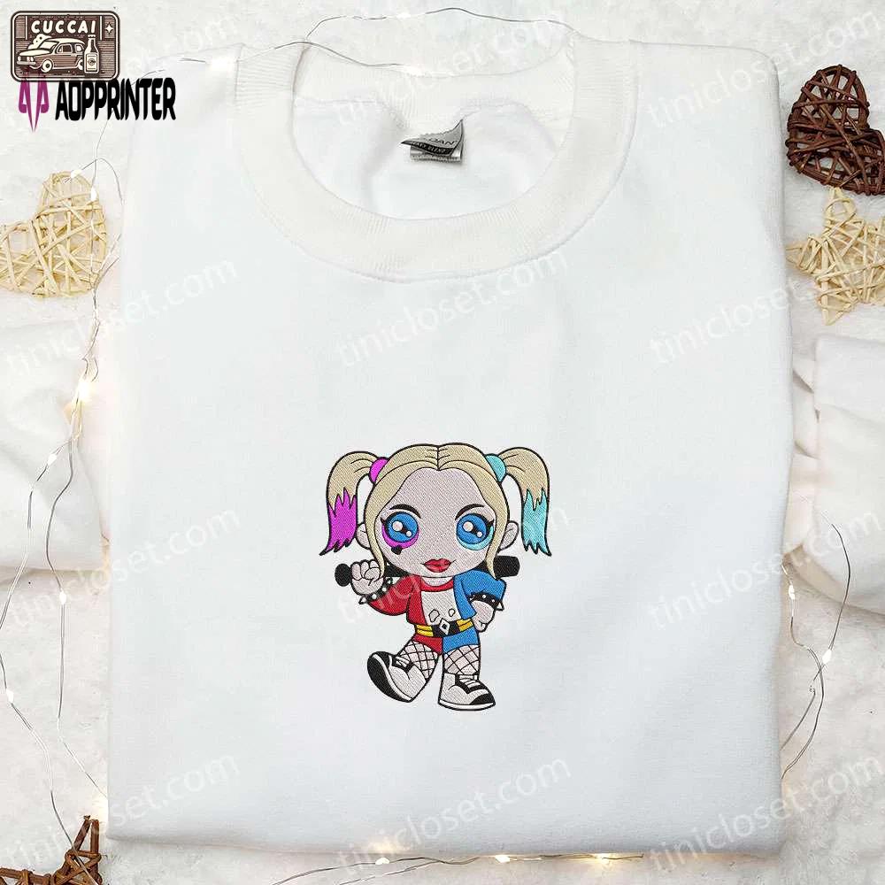 Chibi harley quinn embroidered sweatshirt: movie hoodie best halloween gifts Embroidered Shirt