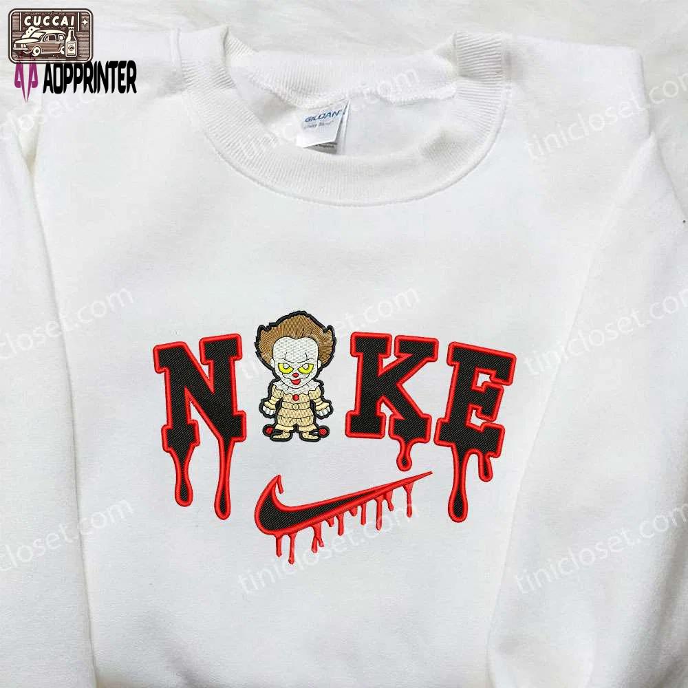 Chibi pennywise x nike embroidered sweatshirt: best it movie halloween gift Embroidered Shirt
