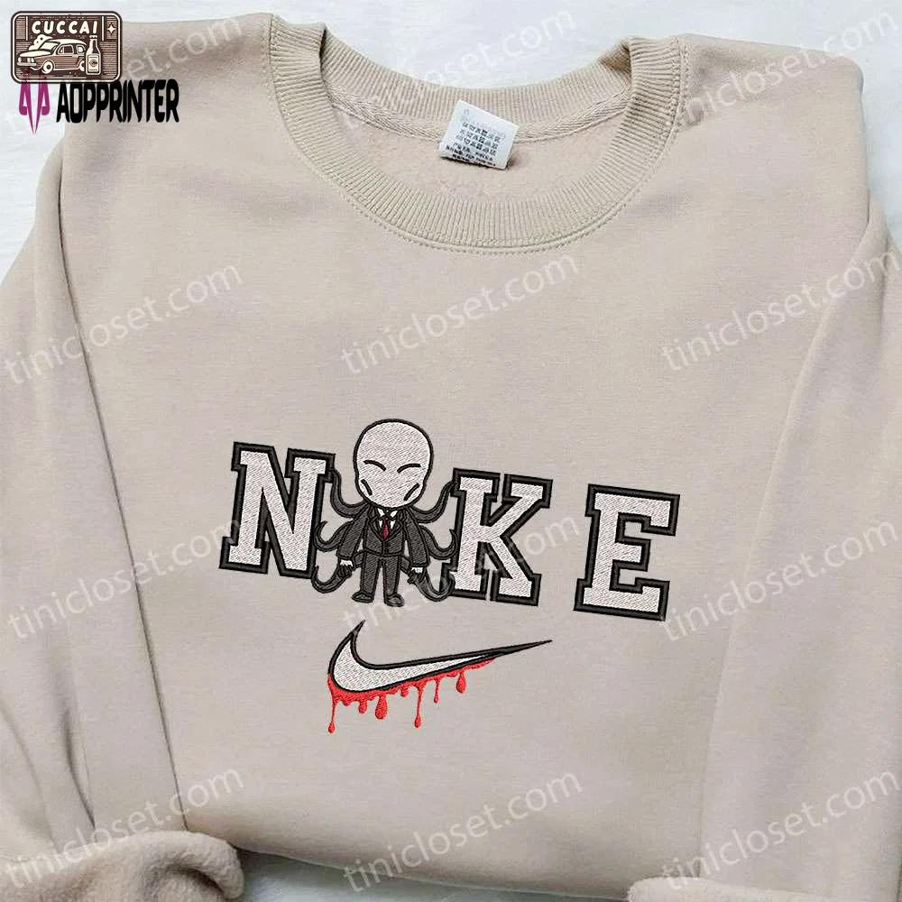 Chibi slenderman x nike embroidered hoodie & shirt: best halloween gift ideas Embroidered Shirt