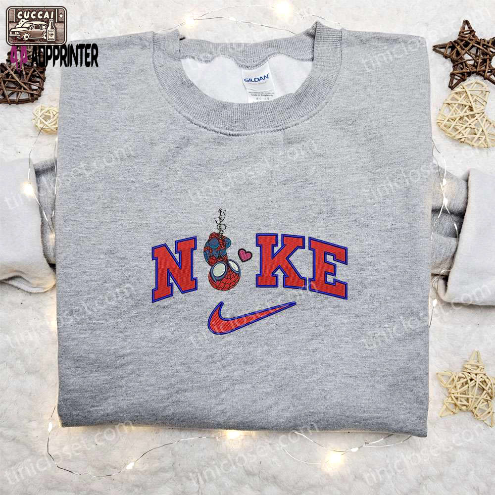 Chibi spider man love x nike movie sweatshirt marvel cosmic & nike inspired embroidered shirts Embroidered Shirt