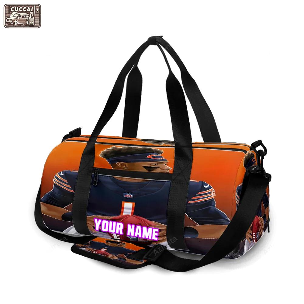 Chicago bears justin fields10 personalized name travel bag gym bag 711 Travel Bag