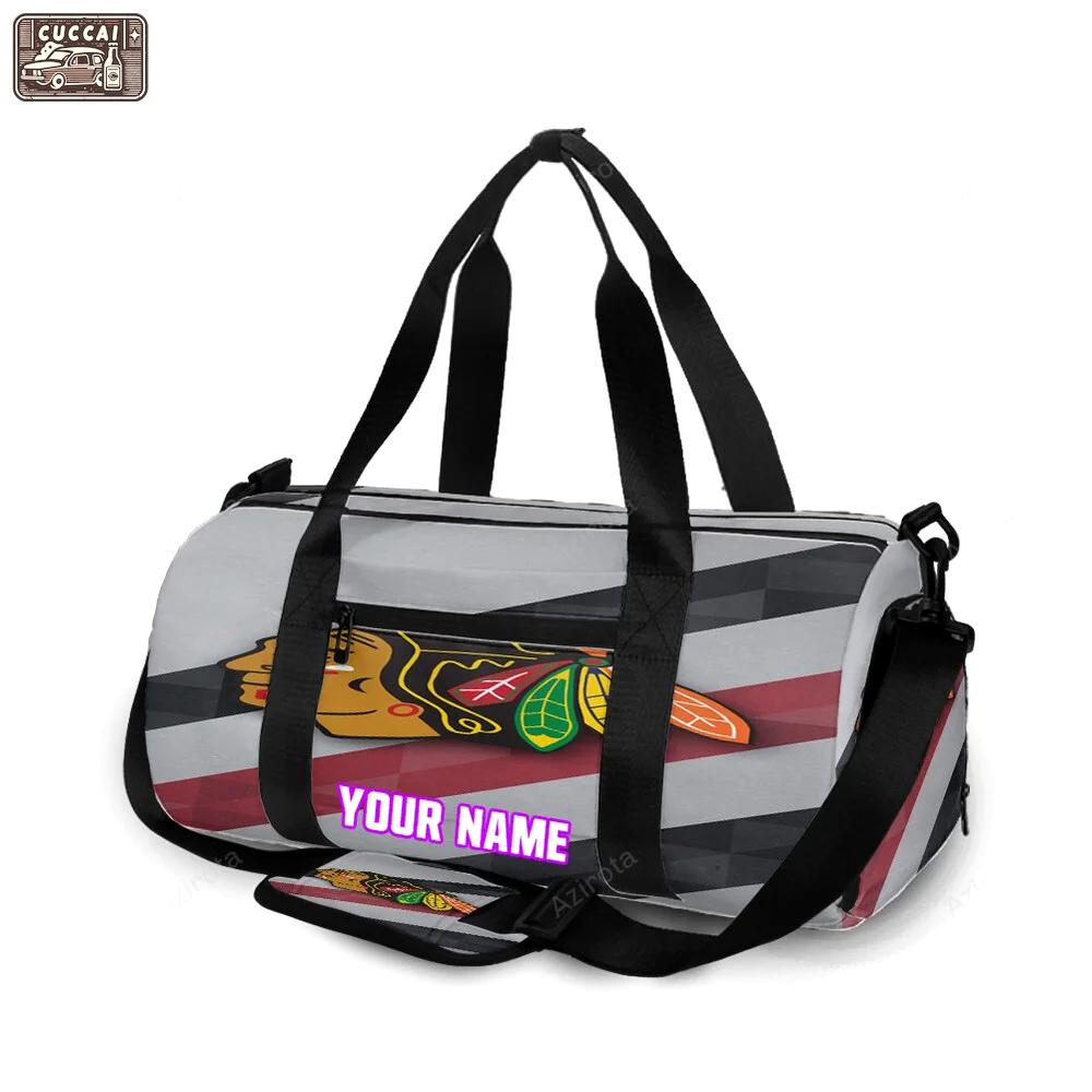 Chicago blackhawks emblem texture13 personalized name travel bag gym bag 1644 Travel Bag
