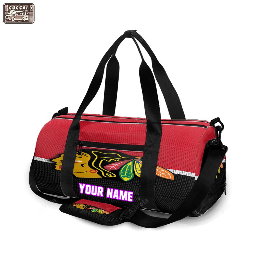 Chicago blackhawks emblem texture8 personalized name travel bag gym bag 2034 Travel Bag